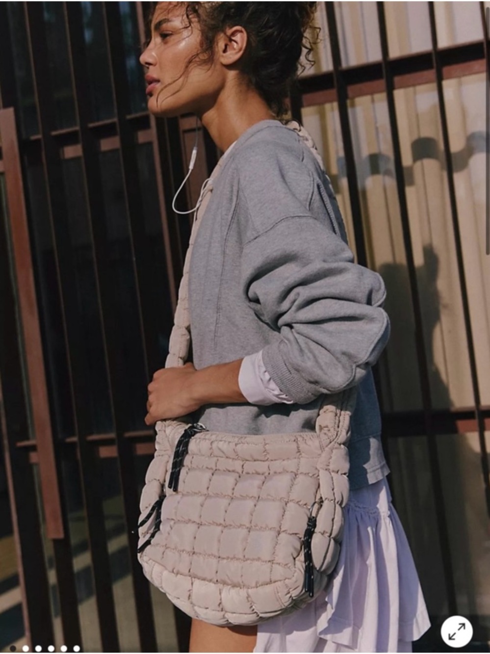 NWT Free People Quilted Shoulder Crossbody Bag in Light Beige